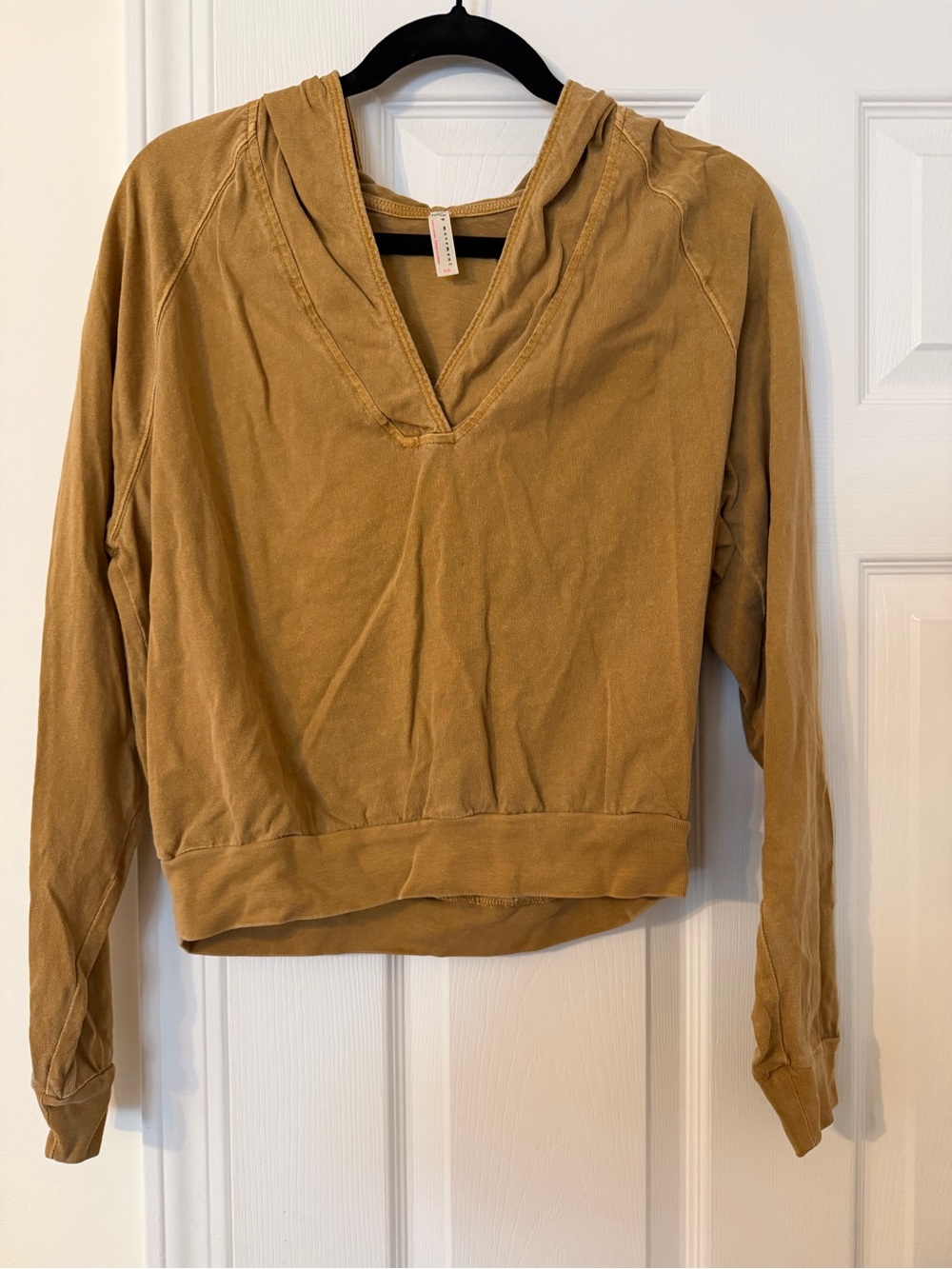 Free People V-Neck Cropped Hooded Pullover